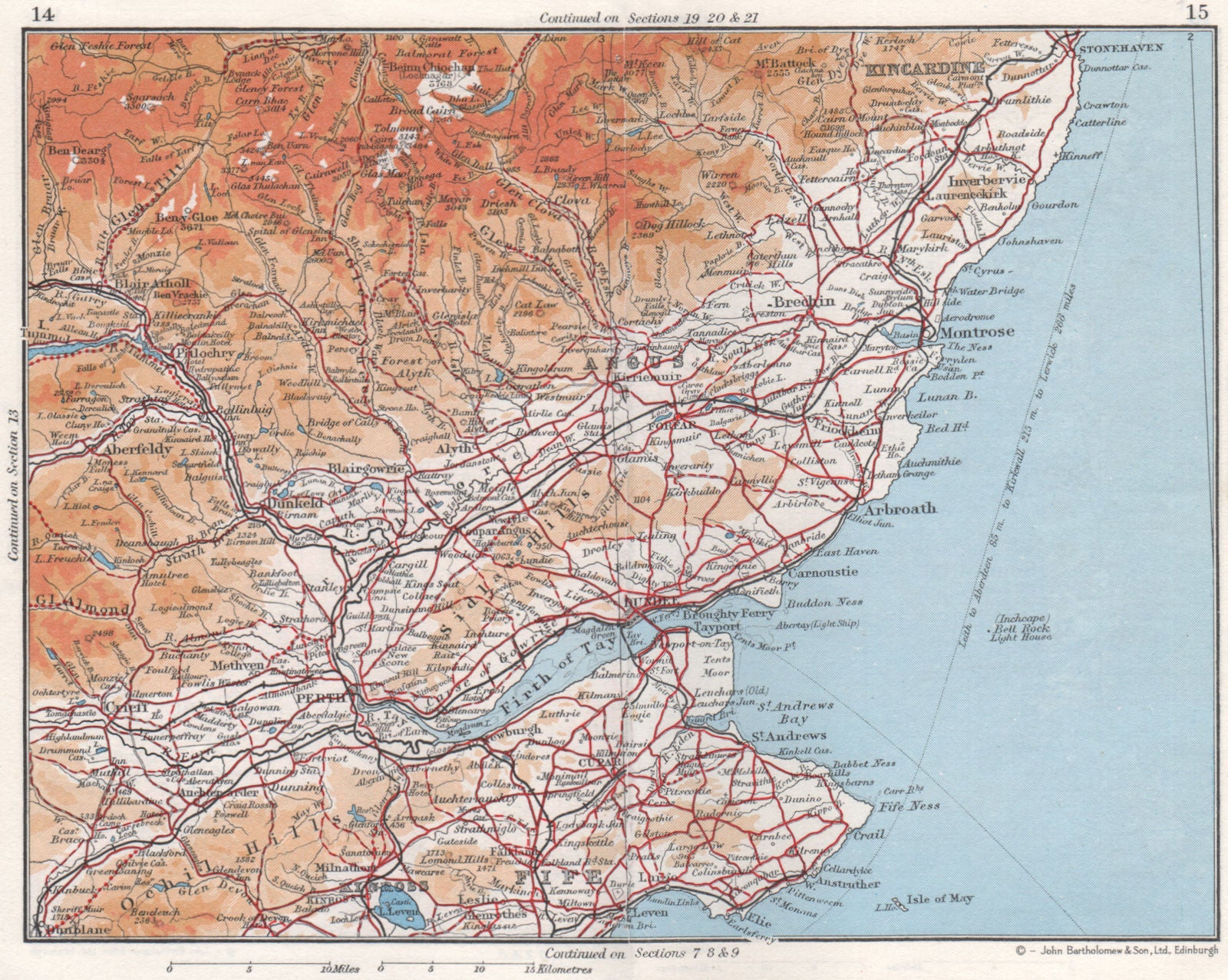 SCOTLAND EAST. Tayside & Fife. Firth of Tay. Vintage map plan 1967 old